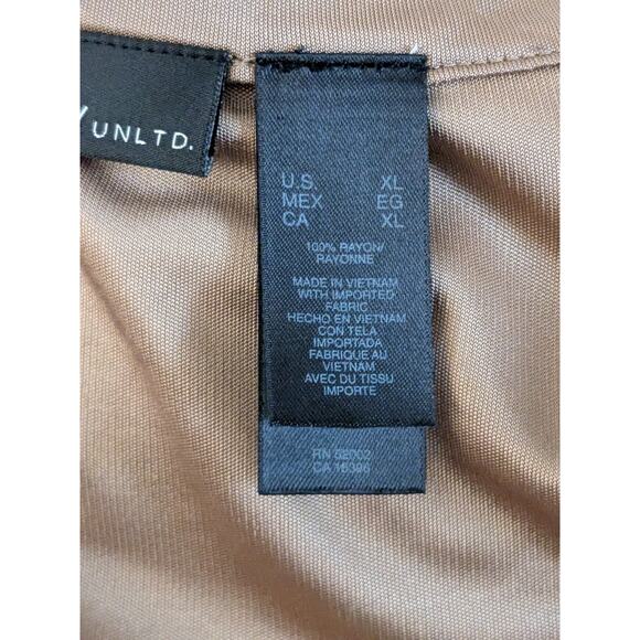 CITY UNLTD Toffee Gold Ruffle V-neck Long Sleeve Blouse SZ XL - Picture 11 of 13